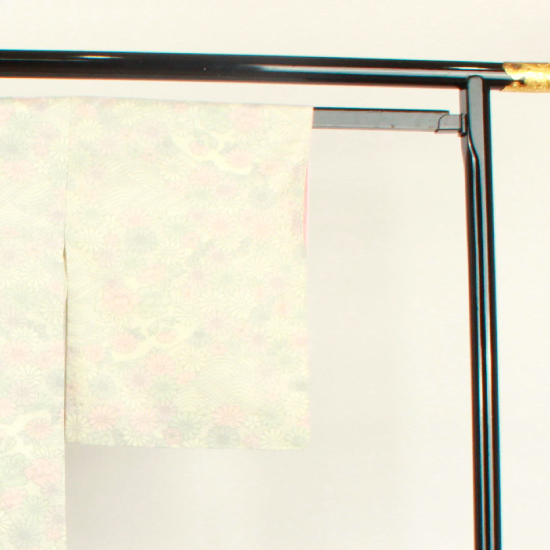 Tsumugi, Length 153cm, Sleeve length 62.5cm, Floral pattern, Polyester, A rank, Lined, White, 1116002143211