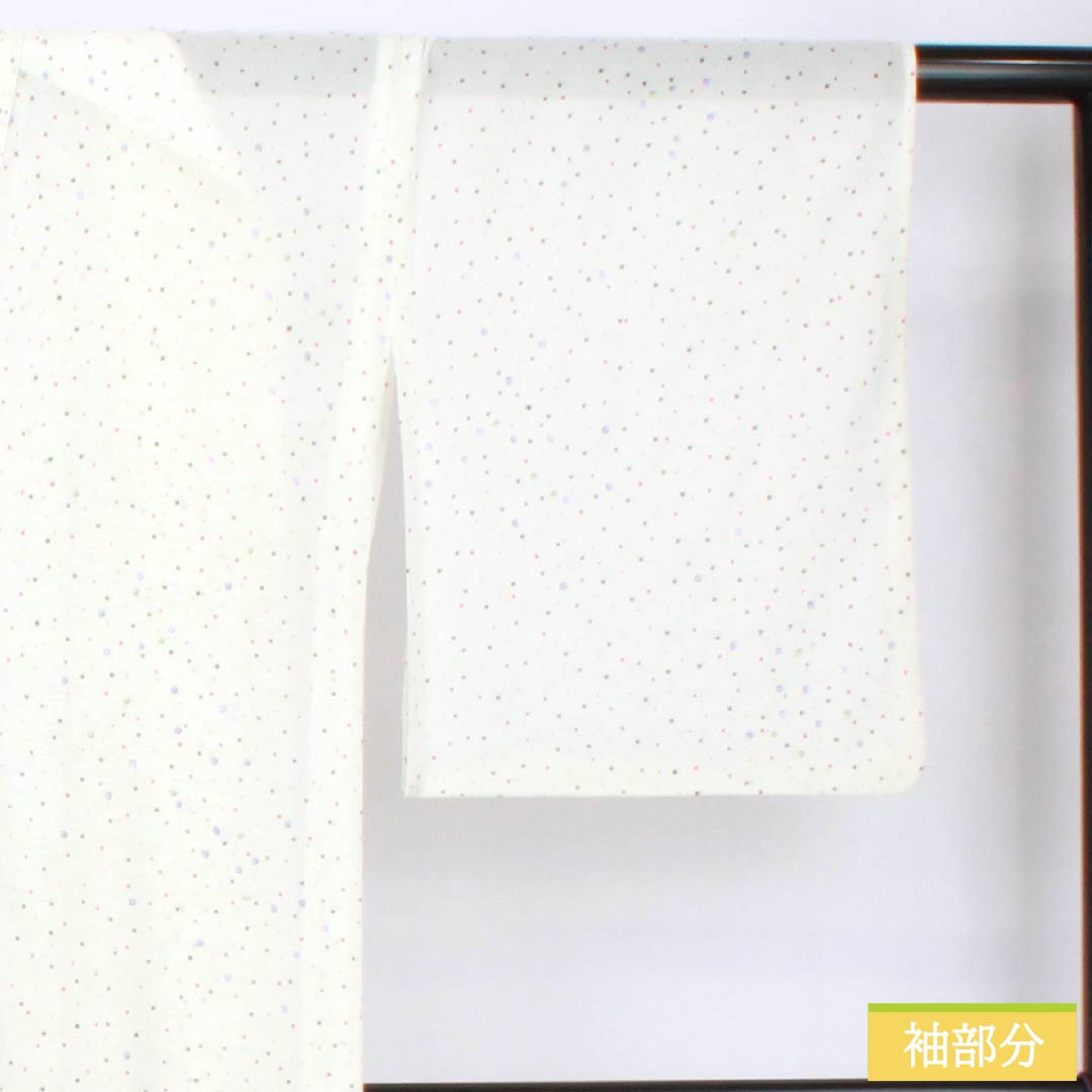 Summer kimono, polyester, small pattern, length 168cm, sleeve length 66cm, dot pattern, washable kimono, silk, A rank, white, 1132002263511