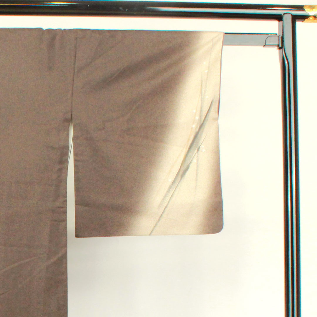 Homongi, lined, length 167cm, sleeve length 64cm, charcoal color, artist's work, Enso, pure silk, A rank, brown, 1112002473514