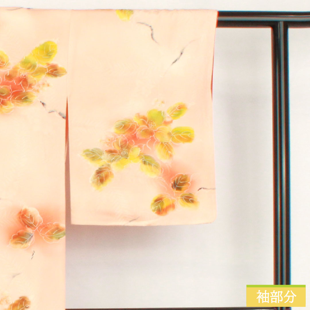 Komon, pure silk, length 157.5cm, sleeve length 62.5cm, lined, wet-drawn yuzen, abstract flowers, basting thread included, A rank, pink, 1115004873313