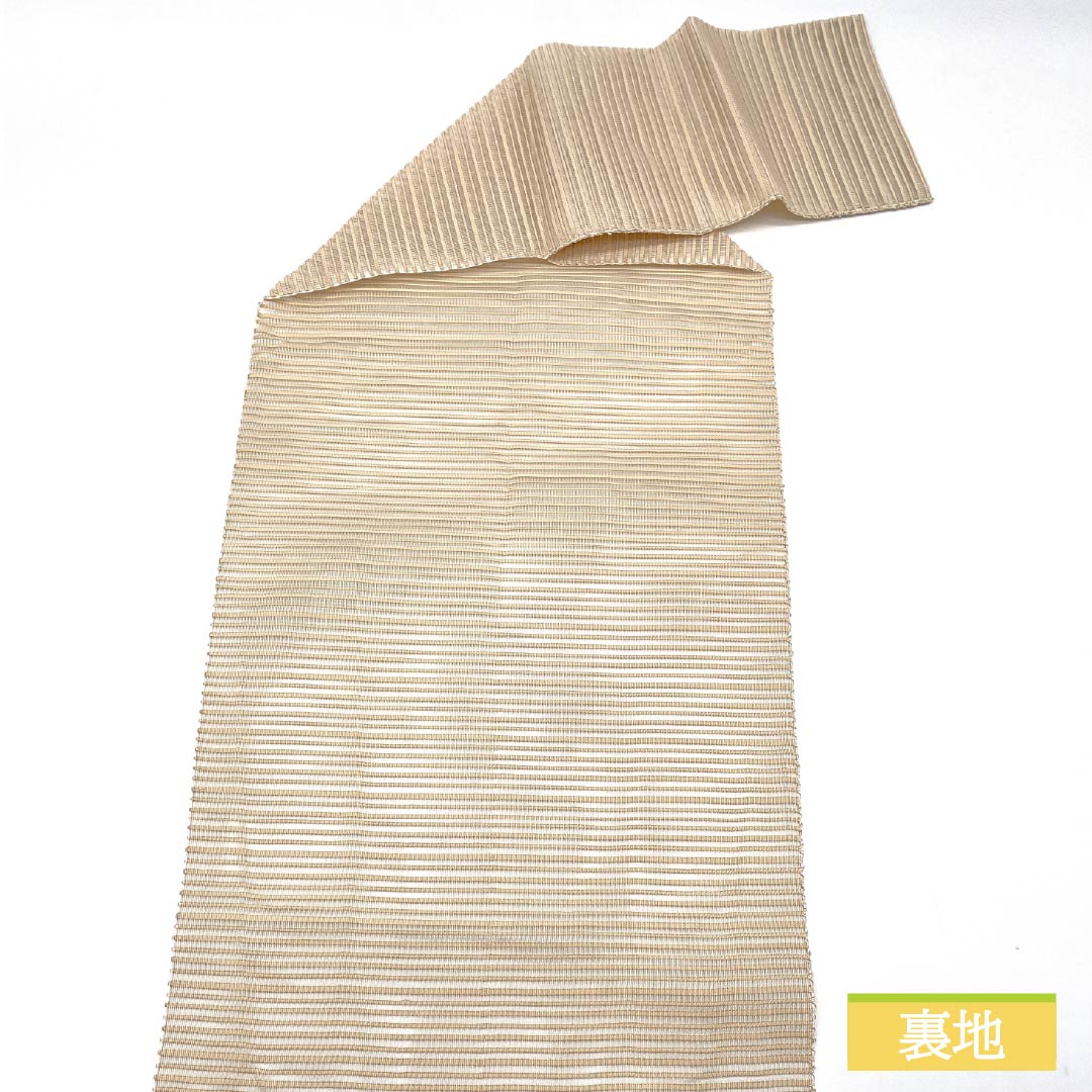 名古屋帯 正絹 砥粉色(とのこいろ) 夏帯 すくい織 花模様 帯丈362cm Aランク ポイント柄 セミフォーマル ベージュ系 1124008743325 松葉仕立て