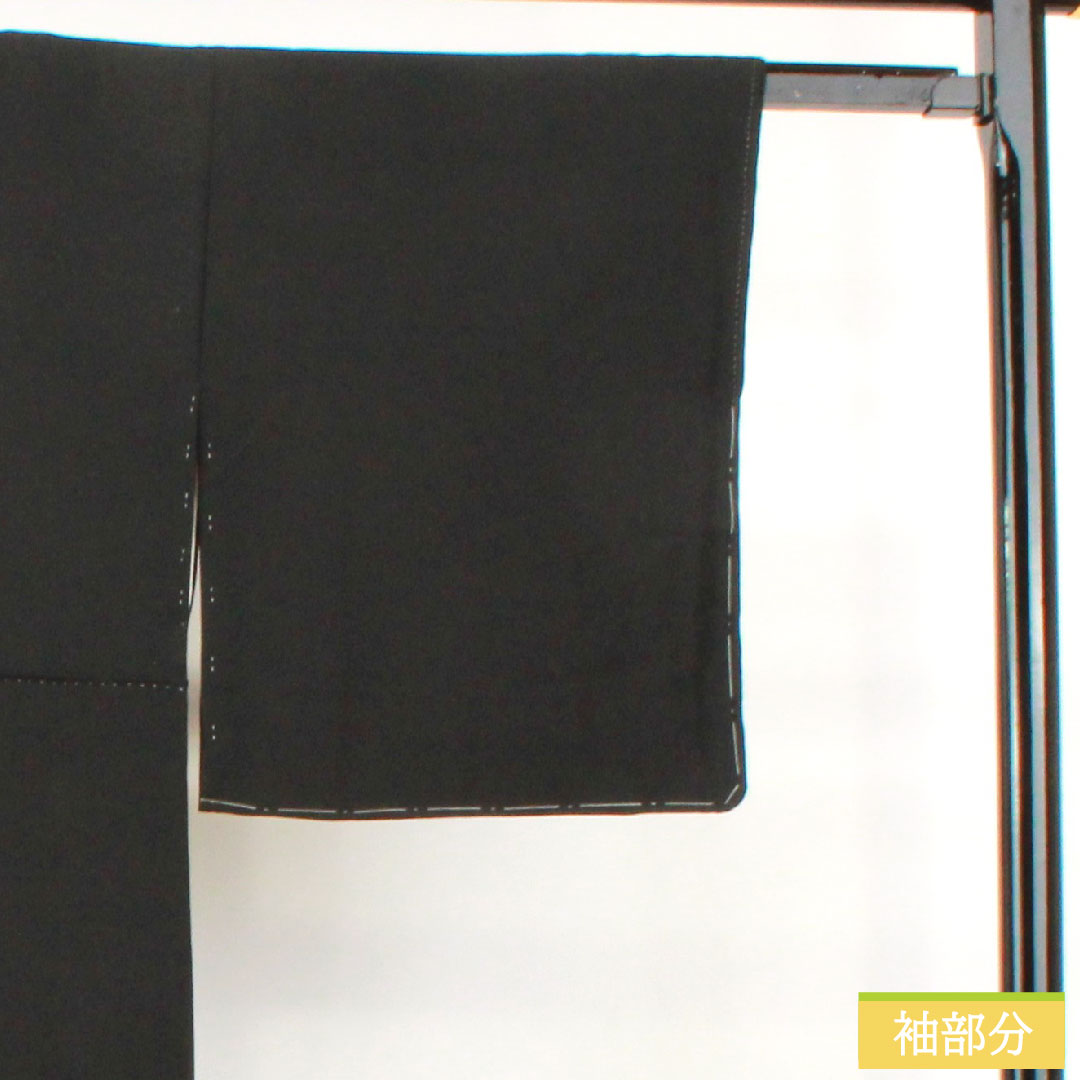 Black formal kimono, pure silk, length 161cm, sleeve length 67cm, lined, Kyoto Yuzen, auspicious pattern, five crests, S rank, five crests, black, 1111001272410