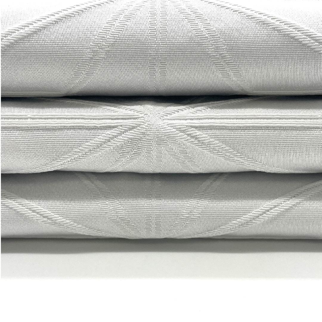 Half-width obi, polyester, lead white, blue and gray, hemp leaf, classic pattern, reversible, obi length 388cm, white, A rank, 1125001203311
