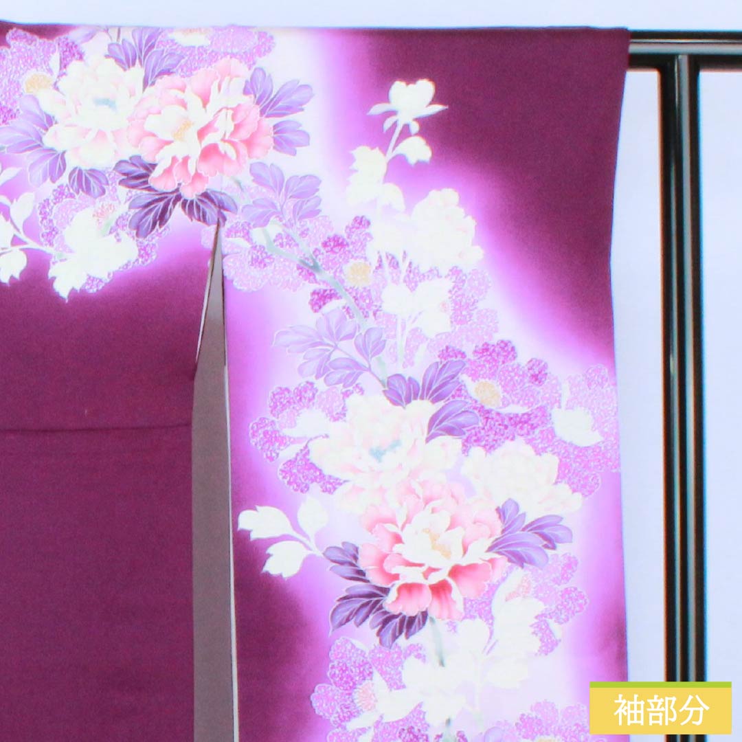 振袖 正絹 Aランク 身丈169cm 裄丈69cm 袷 似紫色(にせむらさきいろ) 京友禅 草花 紫系 1113002153520