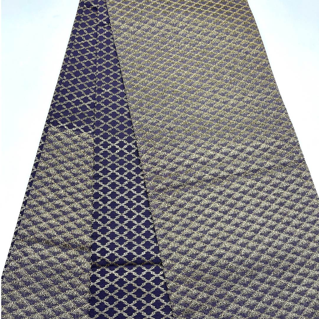 Fukuro Obi (Indigo blue pigeon feather color) Owl, Matsukawa diamond pattern, Obi length 440cm, Pure silk, S rank, Point pattern, Casual, Purple, 1123005792320