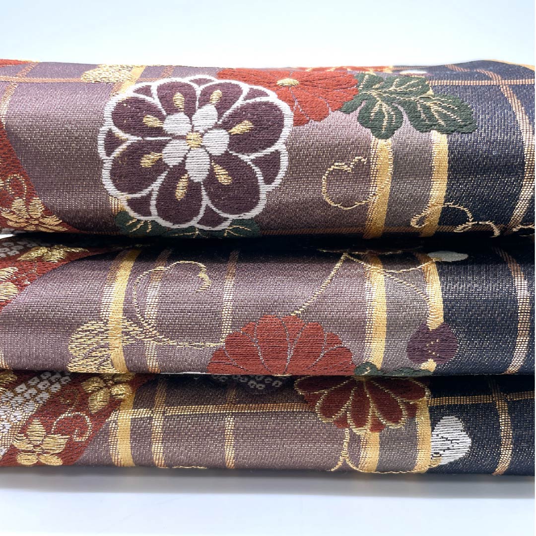 【未仕立】半幅帯 正絹 Sランク 古典柄 花唐草 菊 帯丈438cm グラデーション系 1125001792499