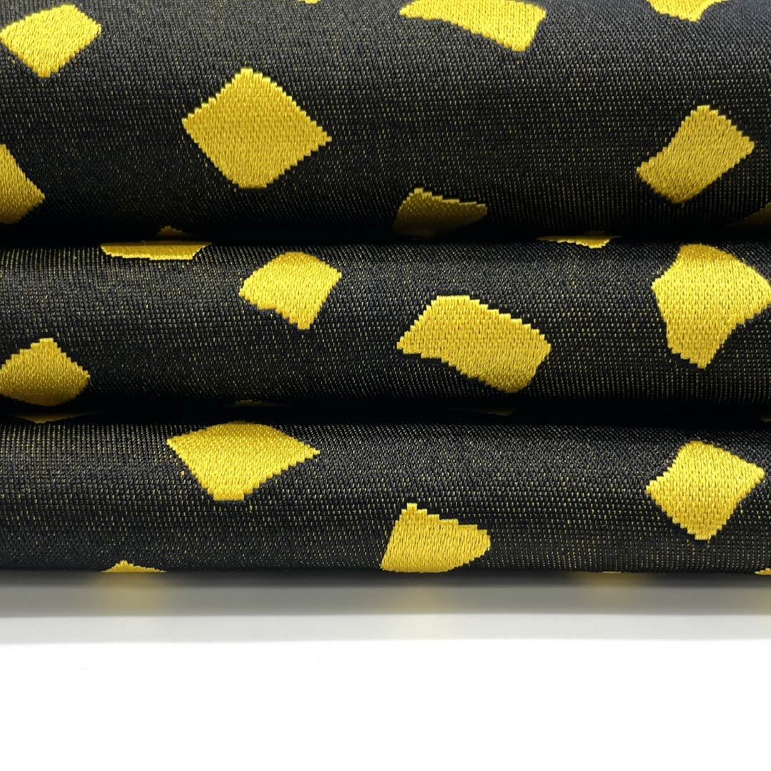 Half-width obi, polyester, turquoise, geometric pattern, obi length 348cm, yellow, S rank, 1125001732323