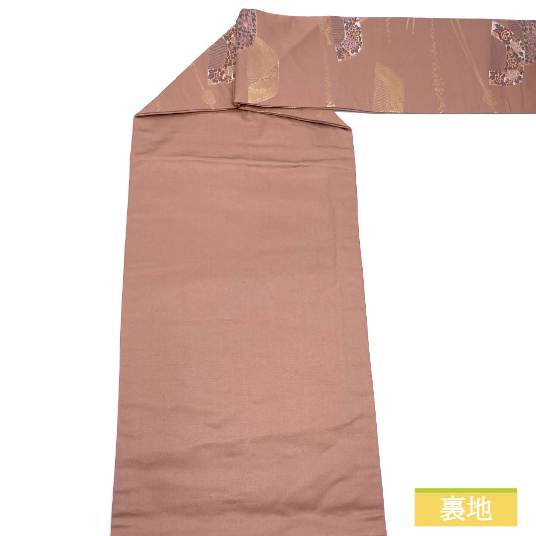 名古屋帯 正絹 Aランク 似桃色(にせももいろ) 櫛 かんざし 帯丈348cm 六通 セミフォーマル ピンク系 1124010693313 名古屋仕立て