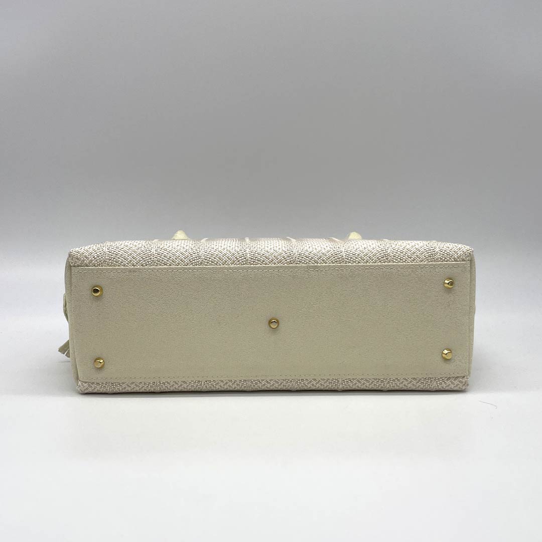 (Like New) Semi-Formal Japanese Style Bag, New Rank, Goshima Himo Rikyu Bag, White, 113900106111