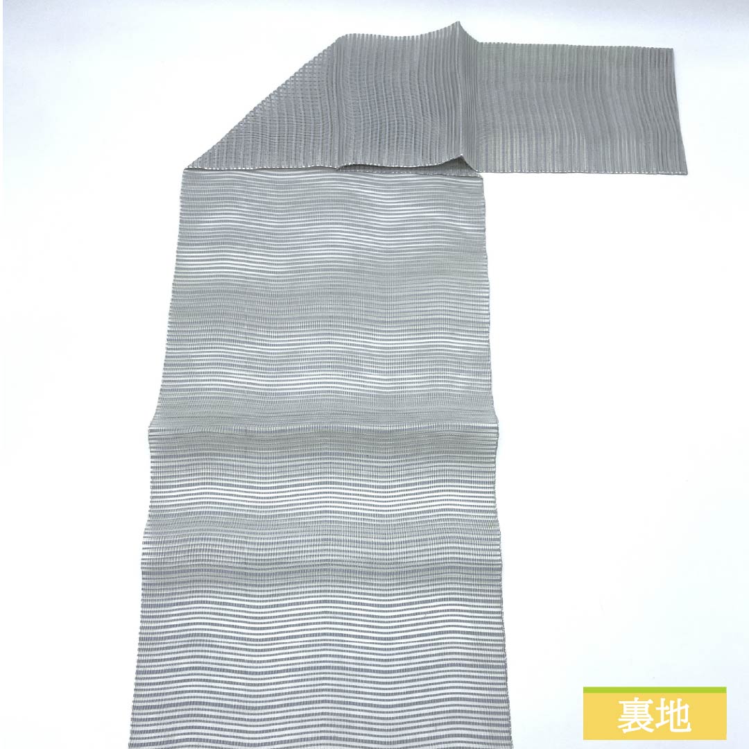 Nagoya obi, pure silk, sky gray, summer obi, vegetable pattern, obi length 373cm, B rank, point pattern, casual, blue, 1124007964317, pine needle style
