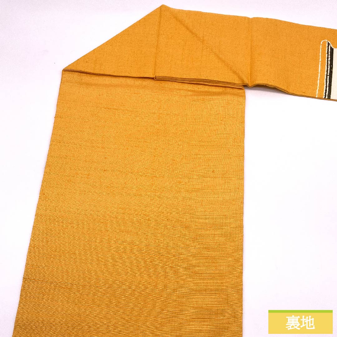 Nagoya obi, Forget-me-not color, stencil-dyed, crane, pongee fabric, obi length 362cm, pure silk, S rank, point pattern, casual, orange, 1124005482326, Nagoya style