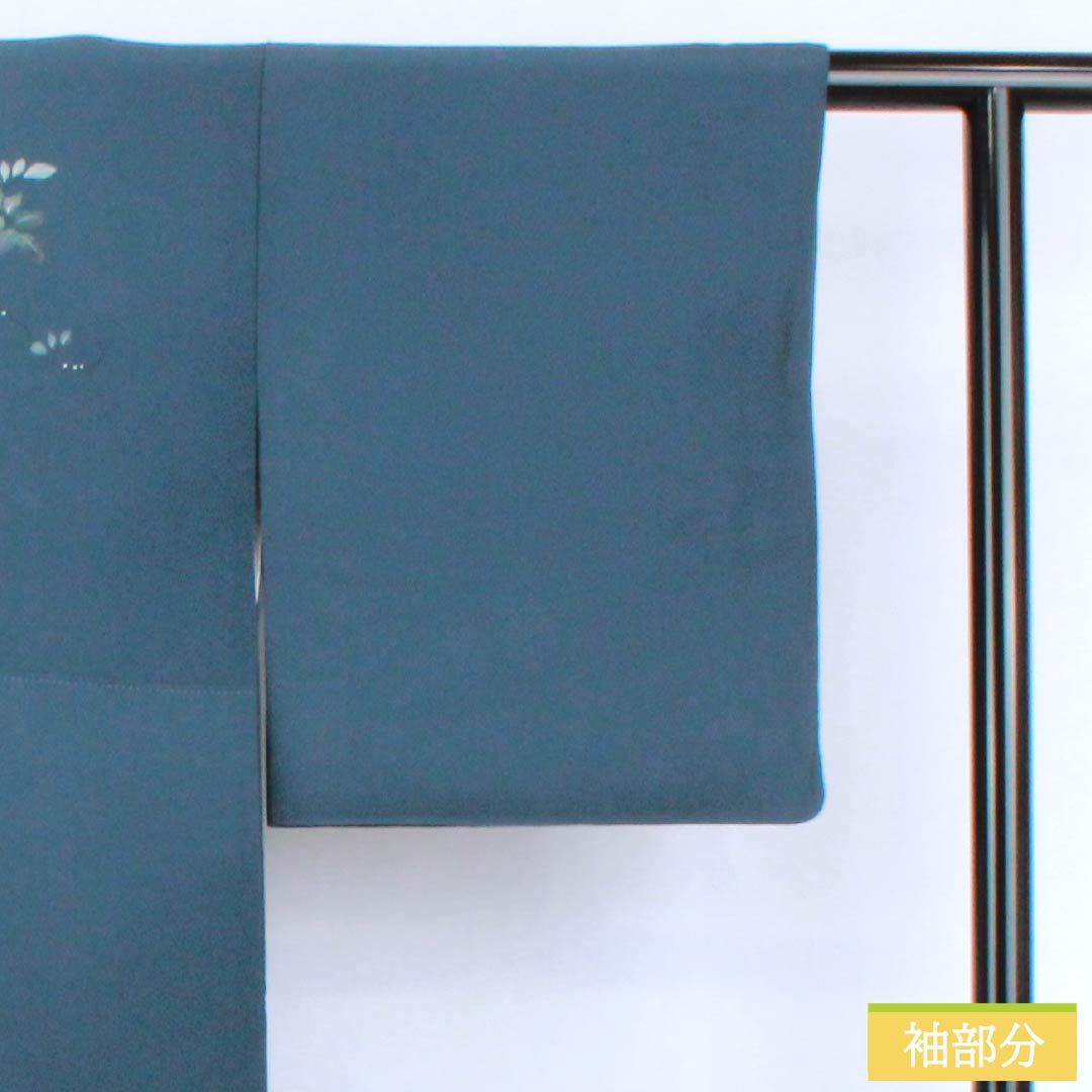 訪問着 正絹 Aランク 袷 身丈165.5cm 裄丈67cm 裏色(うらいろ) 京友禅 付下げ 草花 青系 1112006773517