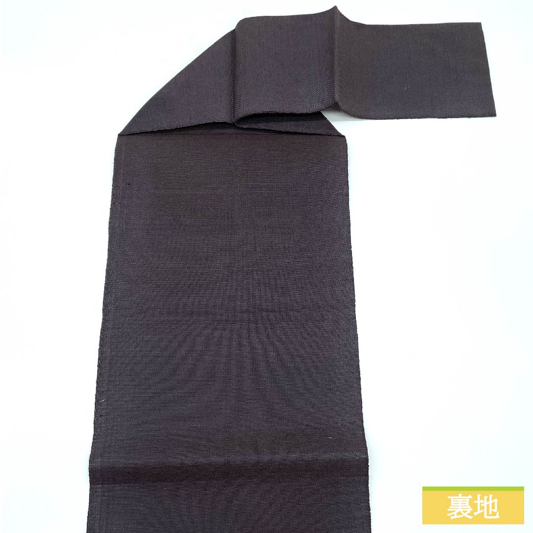 Nagoya obi, kimono color, checkered pattern, horizontal stripes, obi length 400cm, pure silk, S rank, point pattern, casual, brown, 1124006432414, pine needle style