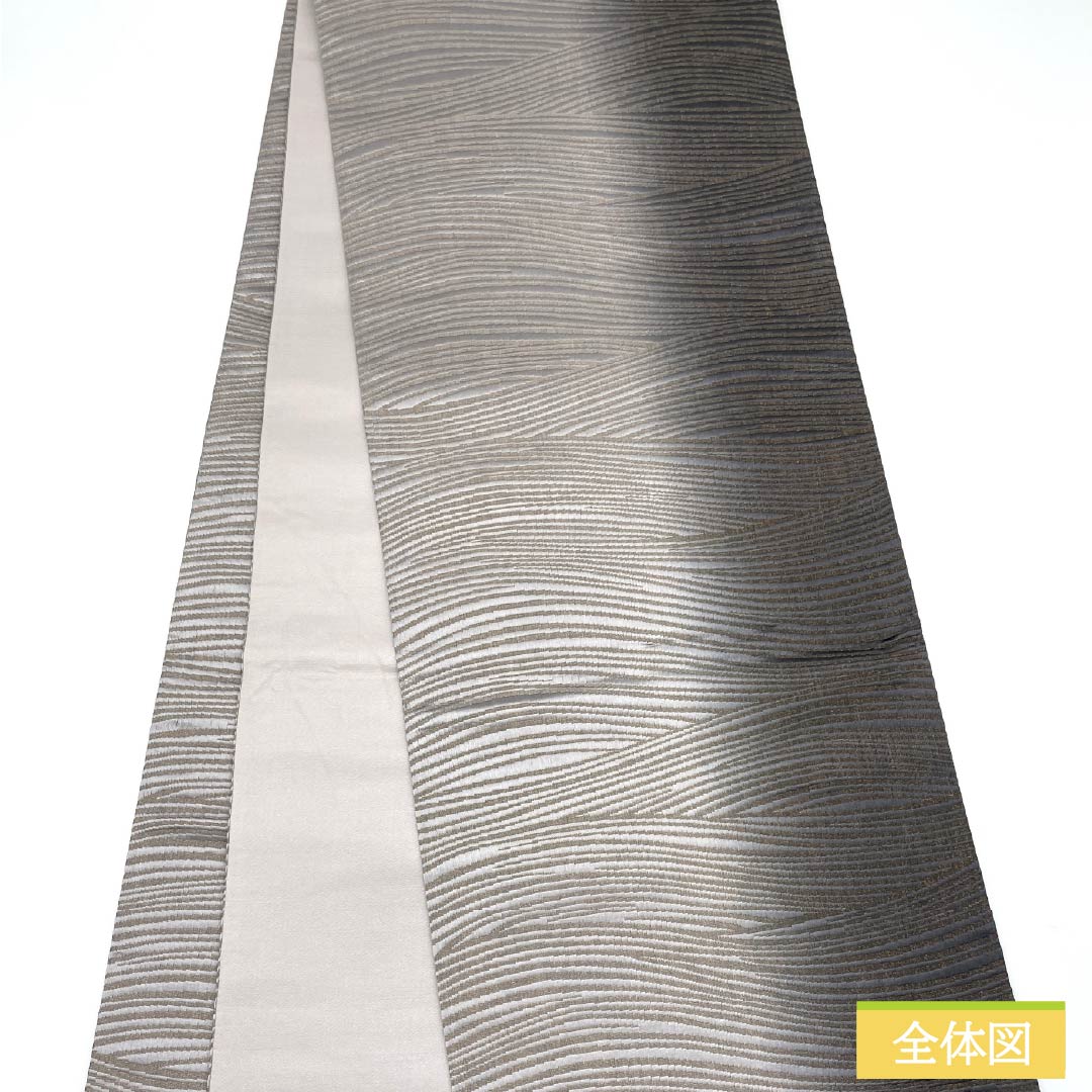 Pure silk obi with abstract patterns, length 456cm, S rank, full-length, semi-formal, monochrome, product number 1123014782427