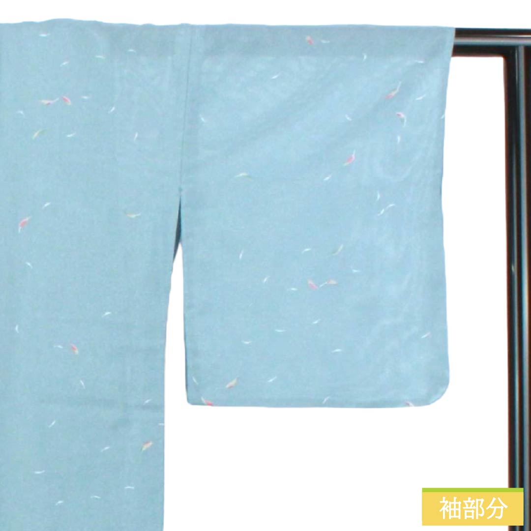 Summer Polyester Komon S Rank Length 162cm (4ft 9in) Sleeve length 65cm (2ft 1in) Kinuta-seiji (Celadon) Abstract Pattern Washable Kimono Ro-weave Blue 1132003392417