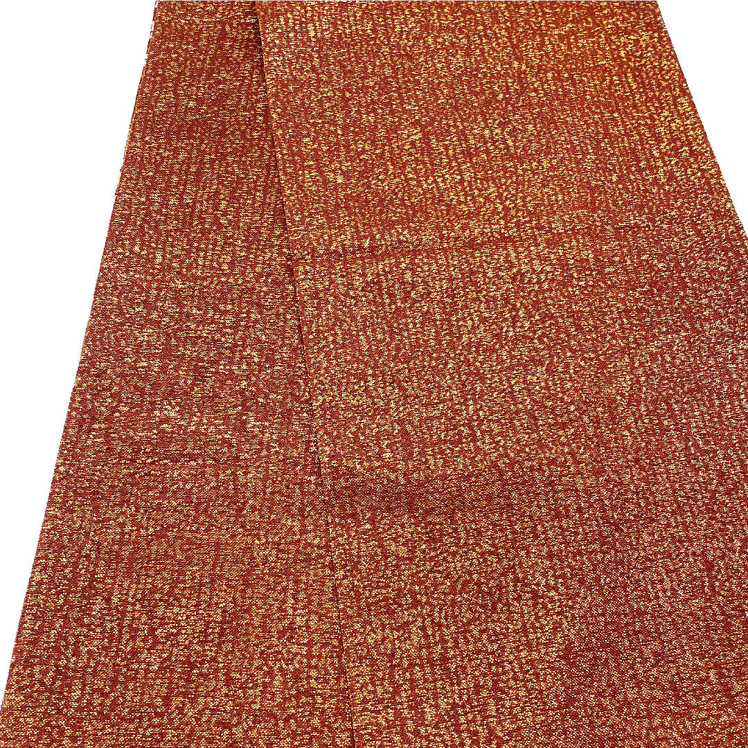 【未仕立】袋帯 正絹 NEWランク 幾何学模様 横段 単衣 帯丈449cm 六通 カジュアル 茶系 1123002541314