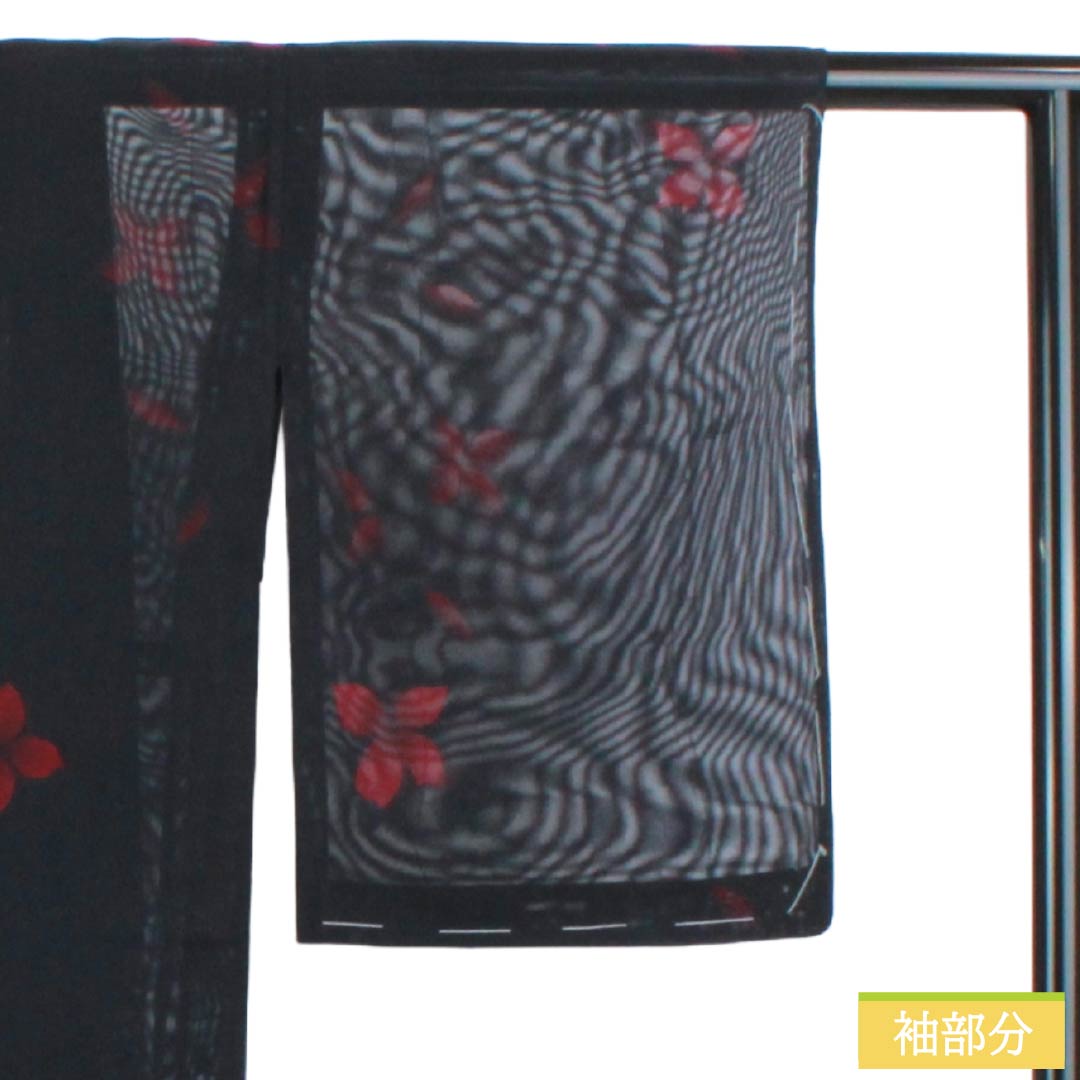 夏物 正絹 お召 Sランク 身丈155cm 裄丈63cm 褐色(かちいろ) 草花模様 紗 紫系 1132004292320