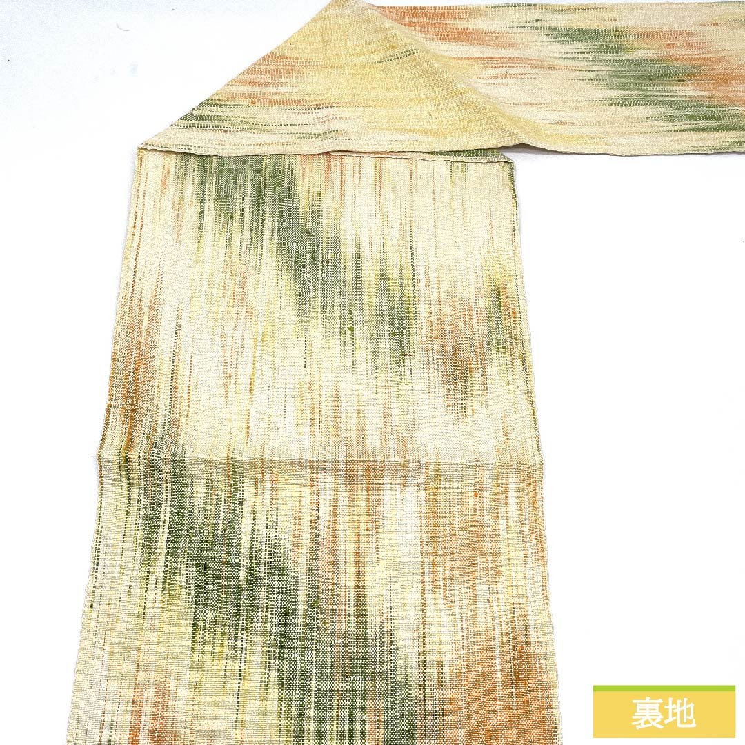 Nagoya obi, off-white, Greek pattern, pongee fabric, obi length 353.5cm, pure silk, S rank, point pattern, casual, cream color, 1124005992315, pine needle style