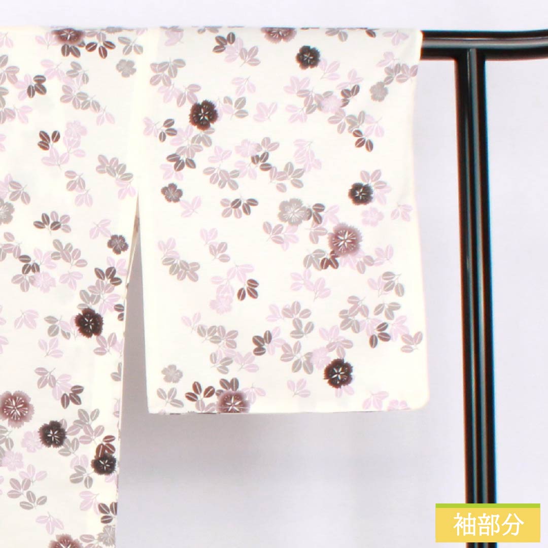 Washable, milky white kimono with a floral pattern, polyester, small pattern, S rank, length 166.5cm, sleeve length 67cm, single layer, white, product number 1115006992511