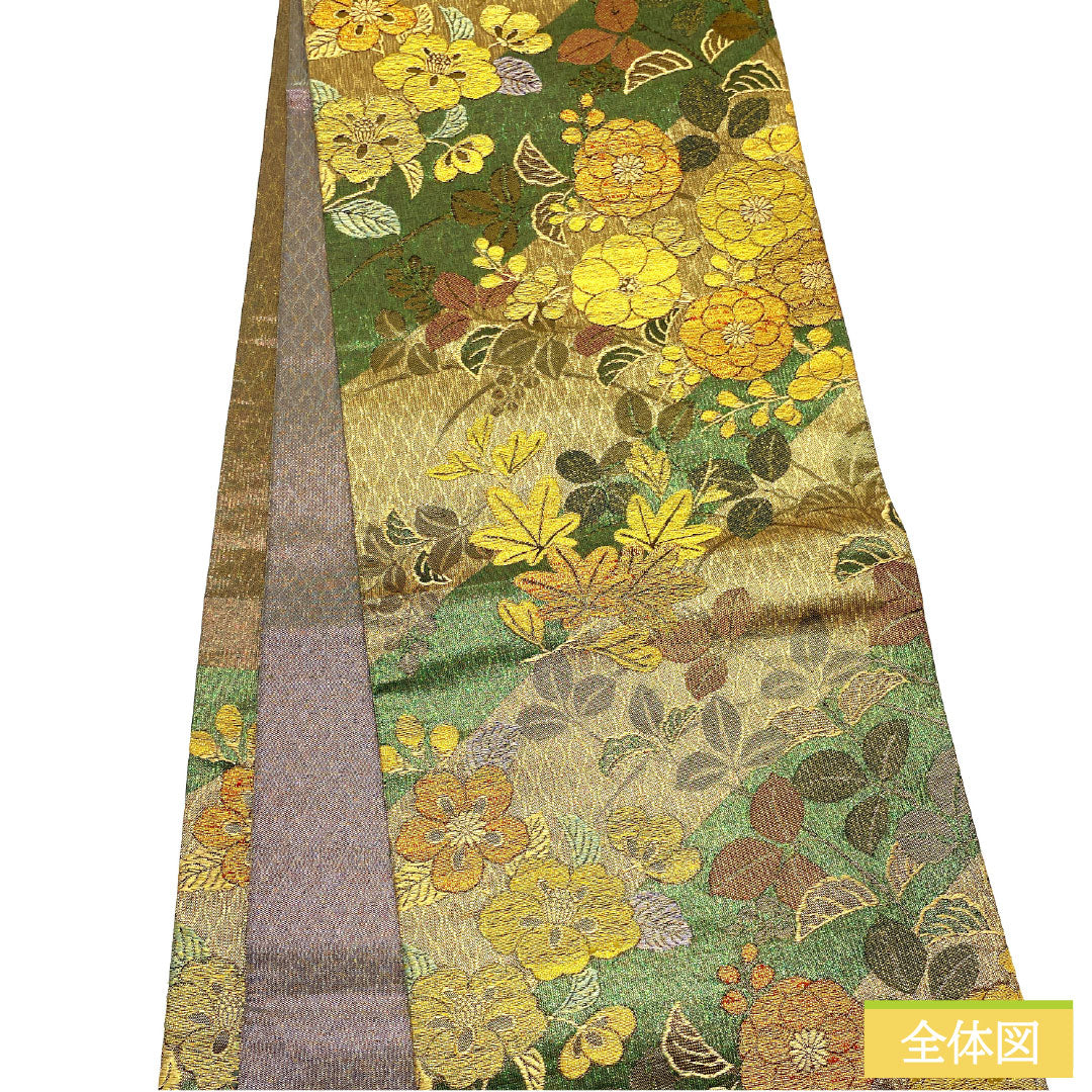 袋帯 正絹 Sランク 春秋草花模様 西陣織 帯丈432cm 六通 フォーマル グラデーション系 1123016762399