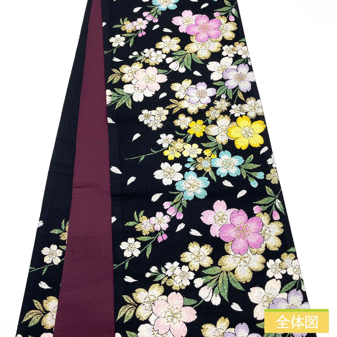 Fukuro Obi (Sash) - Pure Silk - Black - Cherry Blossoms - Lame - Obi Length: 450cm - A Rank - Six-way - Formal - Black - 1123011653410