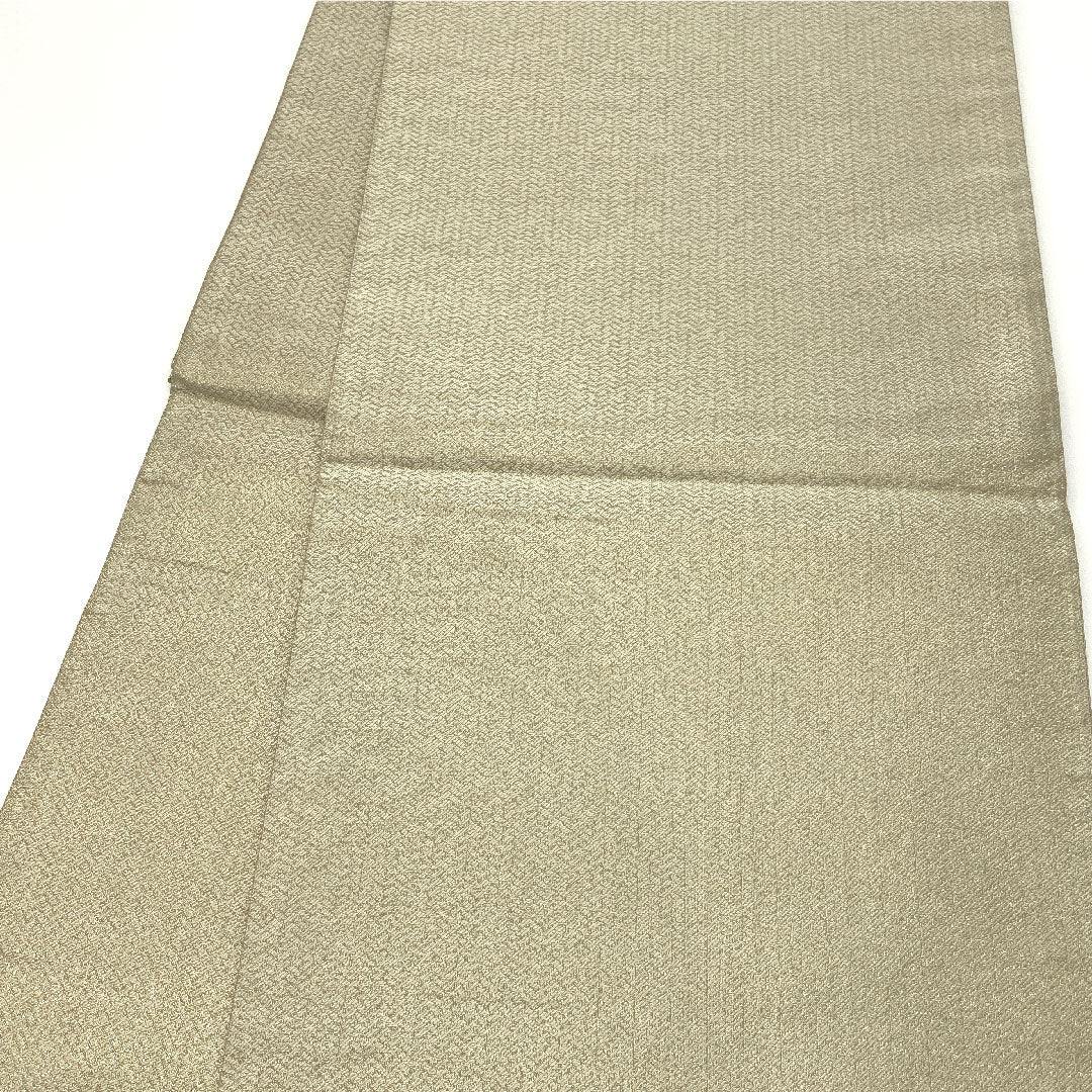 Fukuro Obi with Nuihaku, Geometric Pattern, Length 444cm, Pure Silk, S Rank, Six-way, Semi-formal, Green, 1123004452319