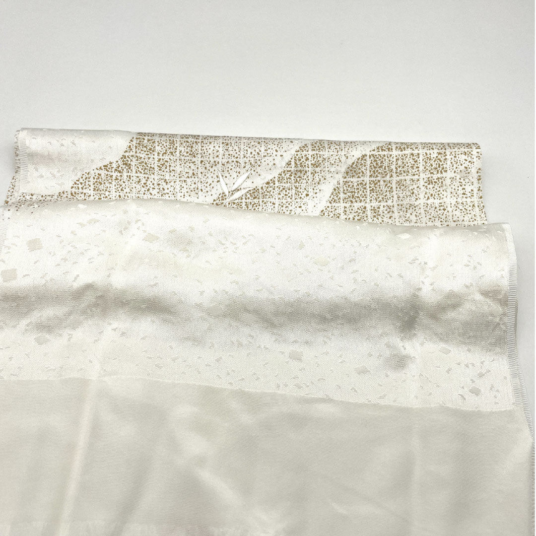 (新古品) 帯締め・帯揚げセット 正絹 Sランク 結婚式 披露宴 扇付き 長さ約152cm 幅約1.5cm 留袖用 白系 1141000042311