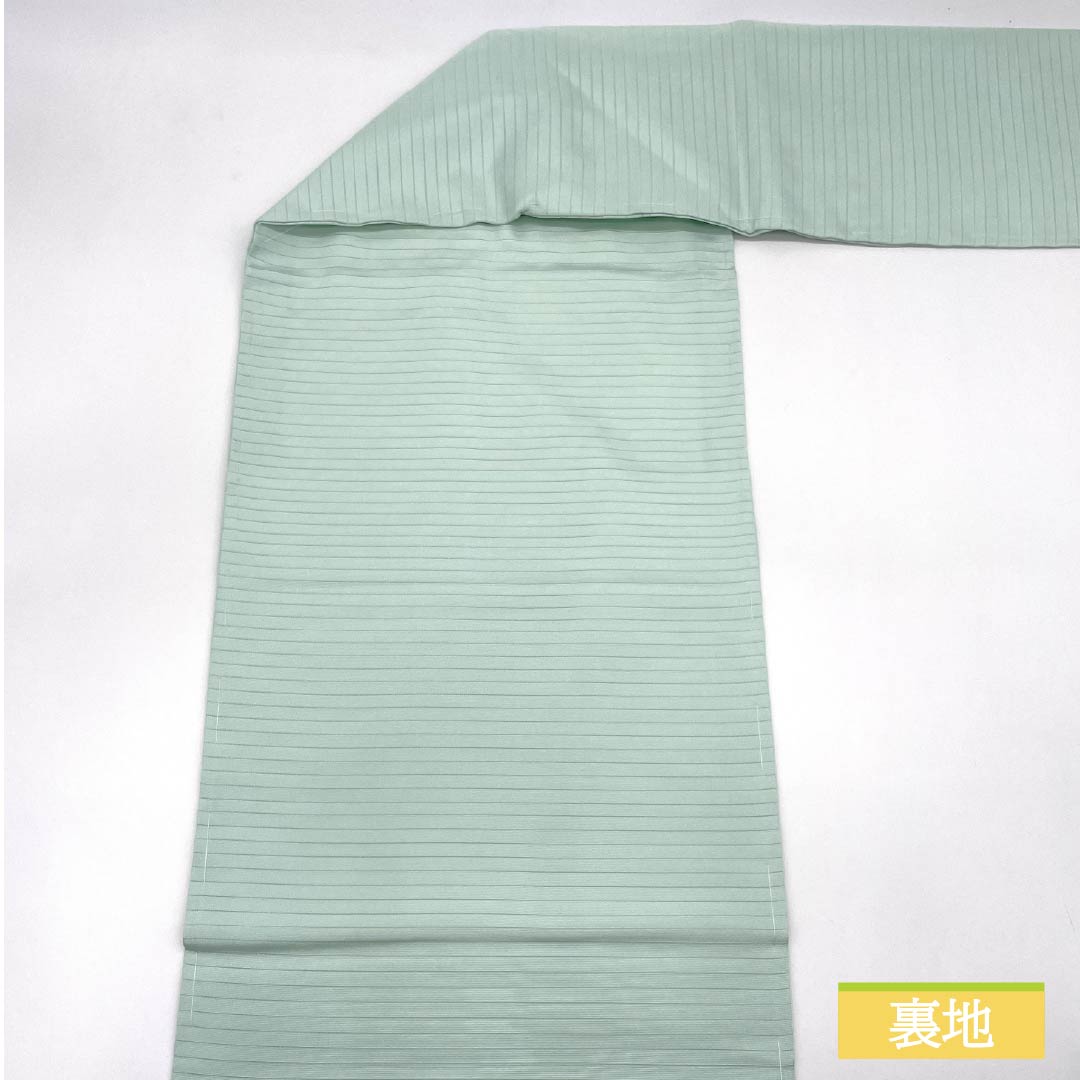 名古屋帯 正絹 薄浅葱色(うすあさぎいろ) 夏帯 作家物 染め帯 帯丈379cm Sランク ポイント柄 セミフォーマル 緑系 1124008552319 名古屋仕立て