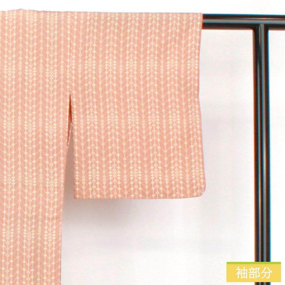 Komon (small pattern) kimono, pure silk, A rank, length 144.5cm, sleeve length 60.5cm, single layer, Saga-nezuiro (Saga-nezu-iro) color, geometric pattern, pink, product number 1115007623113