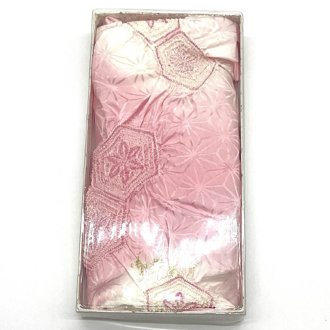 Semi-formal obiage (sash sash), pure silk, grade A, pale pink, shibori (dyed) with hemp leaf pattern, two-tone, approximately 140cm long, 26.5cm wide, pink, 1136000923913