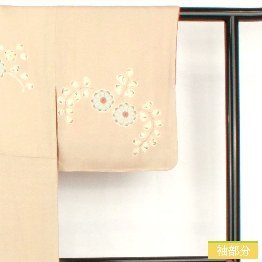 Homongi, pure silk, lined, length 152cm, sleeve length 61.5cm, light fragrance color, Tsujigahana pattern, with basting thread, S rank, beige, 1112006012225