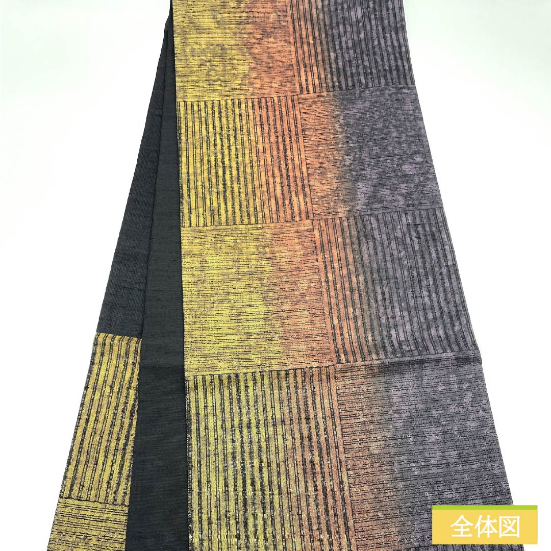 Fukuro Obi, Pure Silk, Checkered, Striped, Length 448cm, S Rank, Six-way, Casual, Gradient, 1123012392399