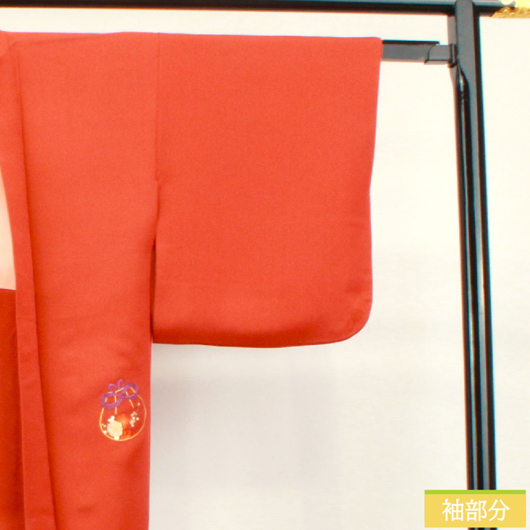 Haori (Japanese traditional coat) made of pure silk, length 73.5cm, sleeve length 60.5cm, scarlet, embroidery, rank S, lined, vermilion, 1117000962916