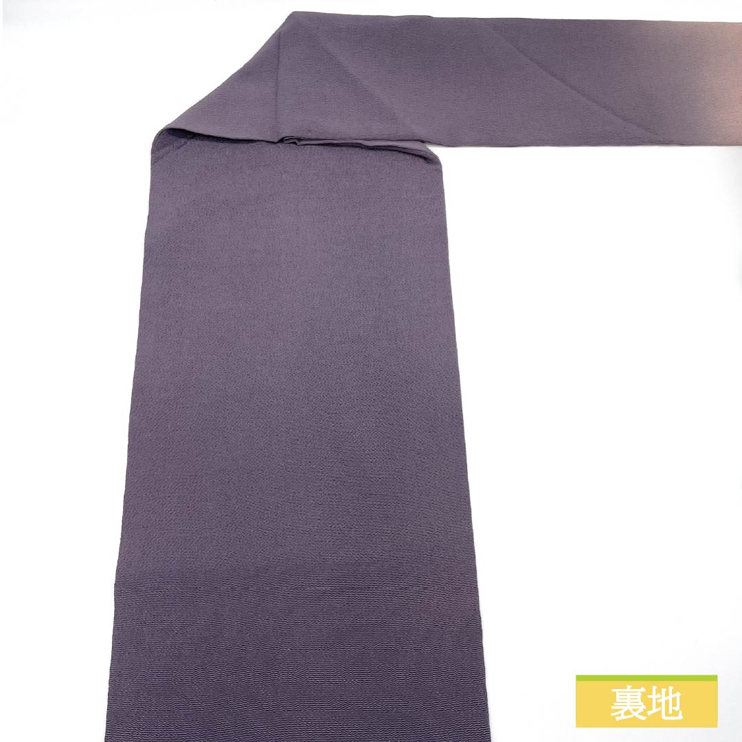 Nagoya Obi, Deep Purple (Fukakakeshi Murasakiiro), Chirimen Fabric, Dyed Obi with Cherry Blossom Design, Pure Silk, S-Rank, Semi-Formal, Purple, Item Number: 1124008412420, Nagoya Style
