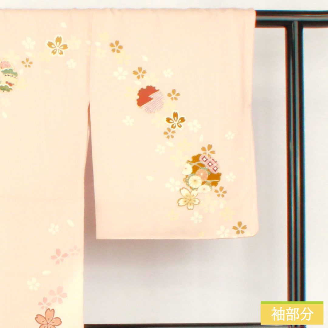 訪問着 正絹 袷 身丈162.5cm 裄丈67.5cm 今様色(いまよういろ) 京友禅 雪輪 桜 Aランク ピンク系 1112005013413
