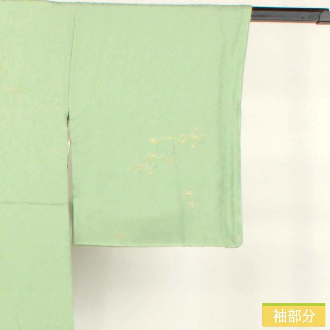 訪問着 正絹 袷 身丈159.5cm 裄丈66cm 裏葉色(うらはいろ) 蘇州刺繡 松 流水 しつけ糸付き 未使用品 Sランク 緑系 1112004172319