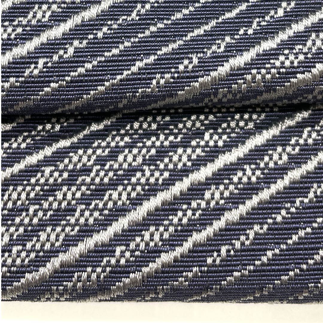 Kaku-obi (sash) made of polyester in navy blue with geometric patterns, unused, obi length 394cm, width 10.5cm, new rank, navy blue, 1134000171918
