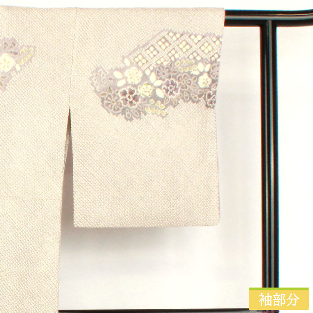 訪問着 正絹 袷 身丈161.5cm 裄丈61.5cm 淡紫色(たんししょく) 総絞り 辻ヶ花 Aランク 紫系 1112005473420