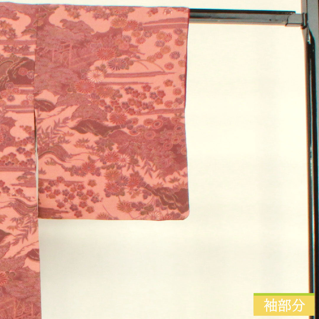 小紋 正絹 身丈152.5cm 裄丈60.5cm 袷 浅蘇芳色(あさきすおういろ) 江戸小紋 六谷博臣 伝統工芸士 茶屋辻 Sランク 紫系 1115004322220