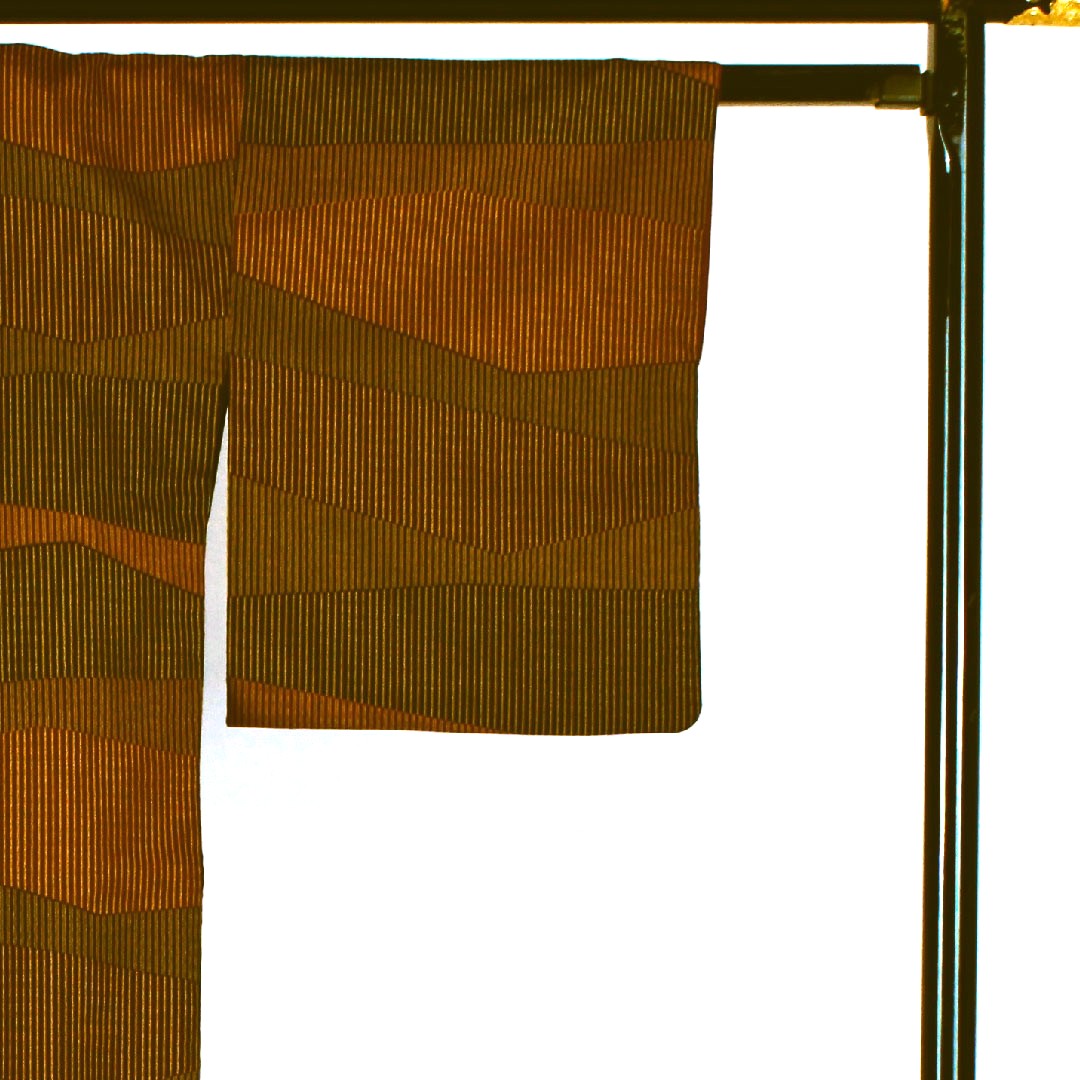 Small pattern, Length 168.5cm, Sleeve length 67cm, Lined, Striped pattern, Washable kimono, Polyester, S rank, Brown, 1115000972414