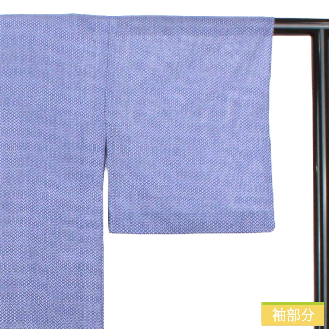 夏物 ポリエステル 小紋 Aランク 身丈158cm 裄丈65cm 濃桔梗色(こいききょういろ) 花菱 洗える着物 絽 紺系 1132003333318