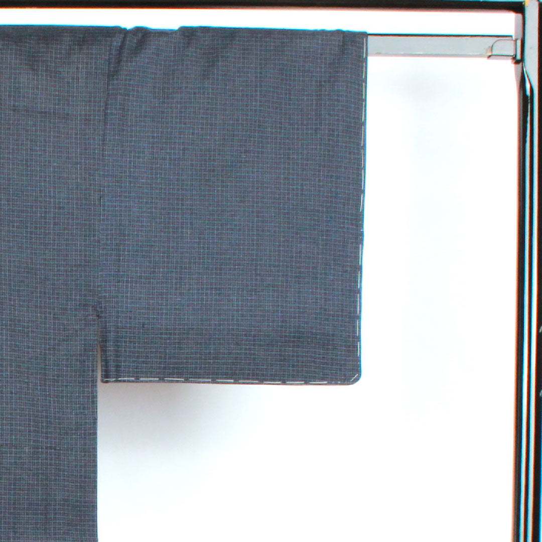 Men's, Length 137.5cm, Sleeve length 66.5cm, Check pattern, Pure silk, S rank, Lined, Navy blue, 1119000422318