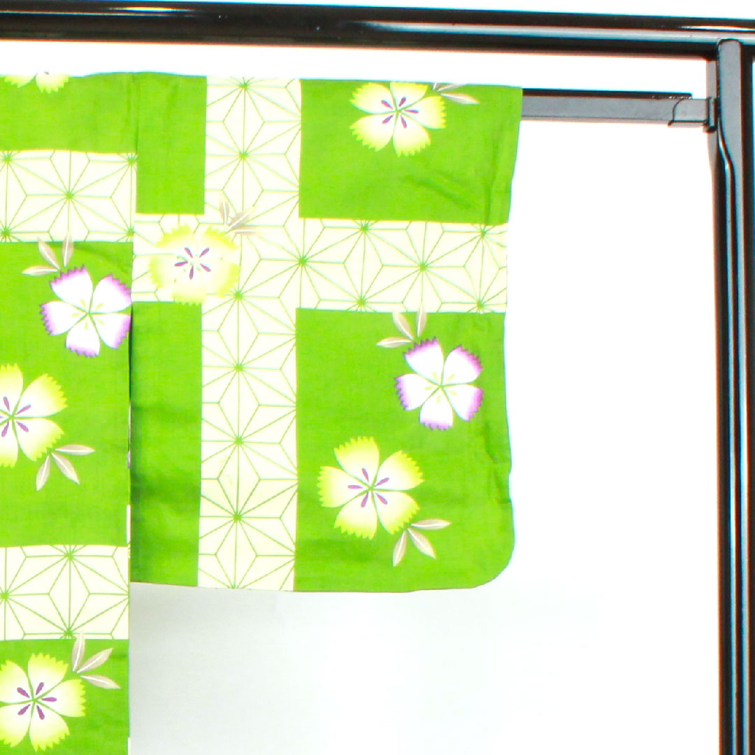 Yukata, Evergreen, Pink, Asanoha, Cotton, S Rank, Single Layer, Length 165.5cm, Sleeve Length 66cm, Green, 1118002722519