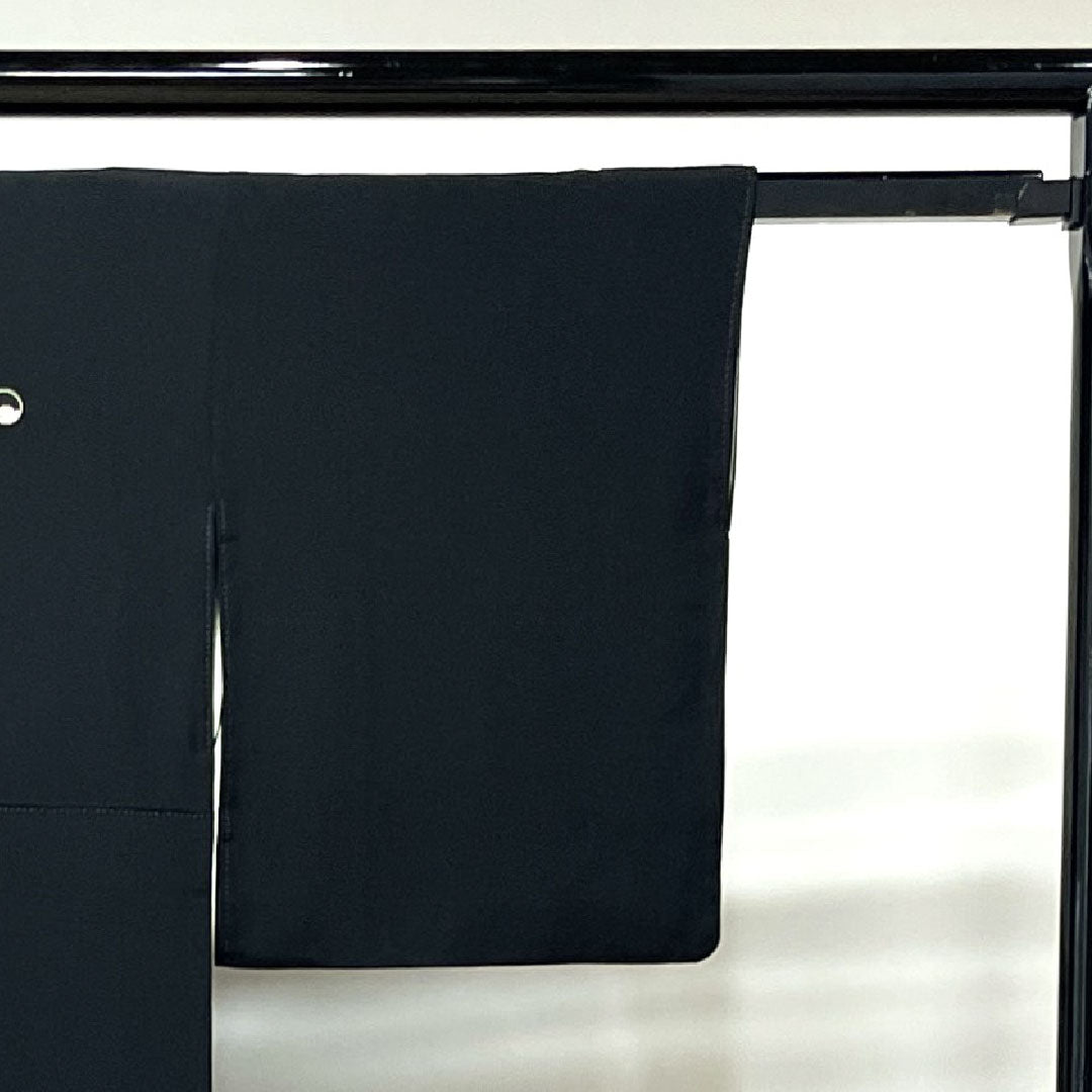 Black Tomesode, Length 154.5cm, Sleeve Length 62cm, Awase, Kyoto Yuzen, Landscape Pattern, Thread Ring and Peeking Mokko, Pure Silk, A Rank, Five Crests, Black, 1111000883210