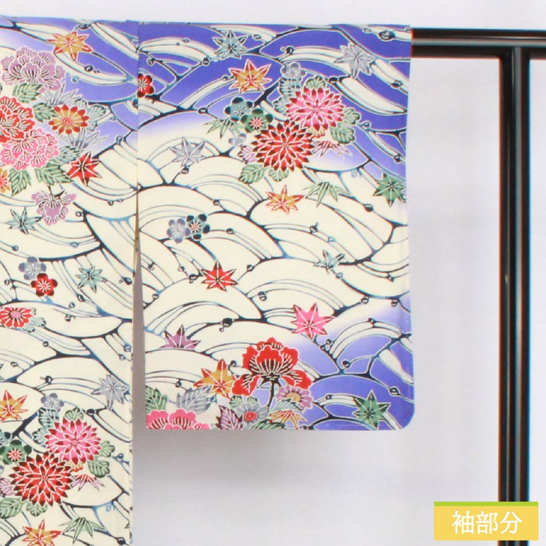 Visiting Kimono, Pure Silk, Grade A, Lined, Length 156.5cm, Sleeve Length 64cm, White Lily Color (Shirayuri-iro), Kyoto Bingata Flower Design, White, Item Number 1112006923311
