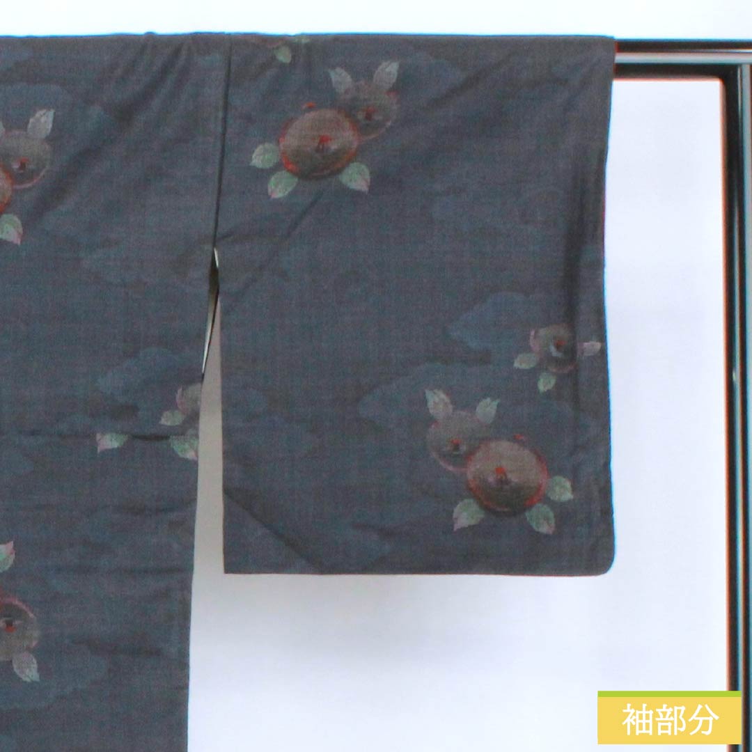 Tsumugi Silk B Rank Length 163cm (4ft 4in) Sleeve-to-sleeve 67cm (2ft 2in) Dark Blue Oshima Tsumugi 7-multi cloud patterns Lined Dark blue 1116004944418