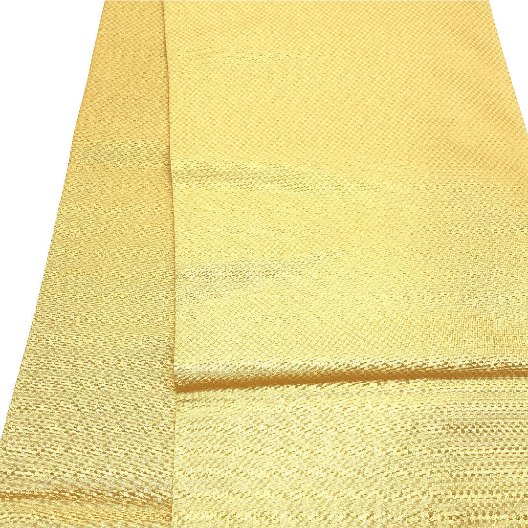 【Unhemmed】Fukuro Obi Silk NEW Rank Floral Hishimon Hitotsuginu Obi Length 452cm Rokutsu Semi-formal Yellow 1123002511423