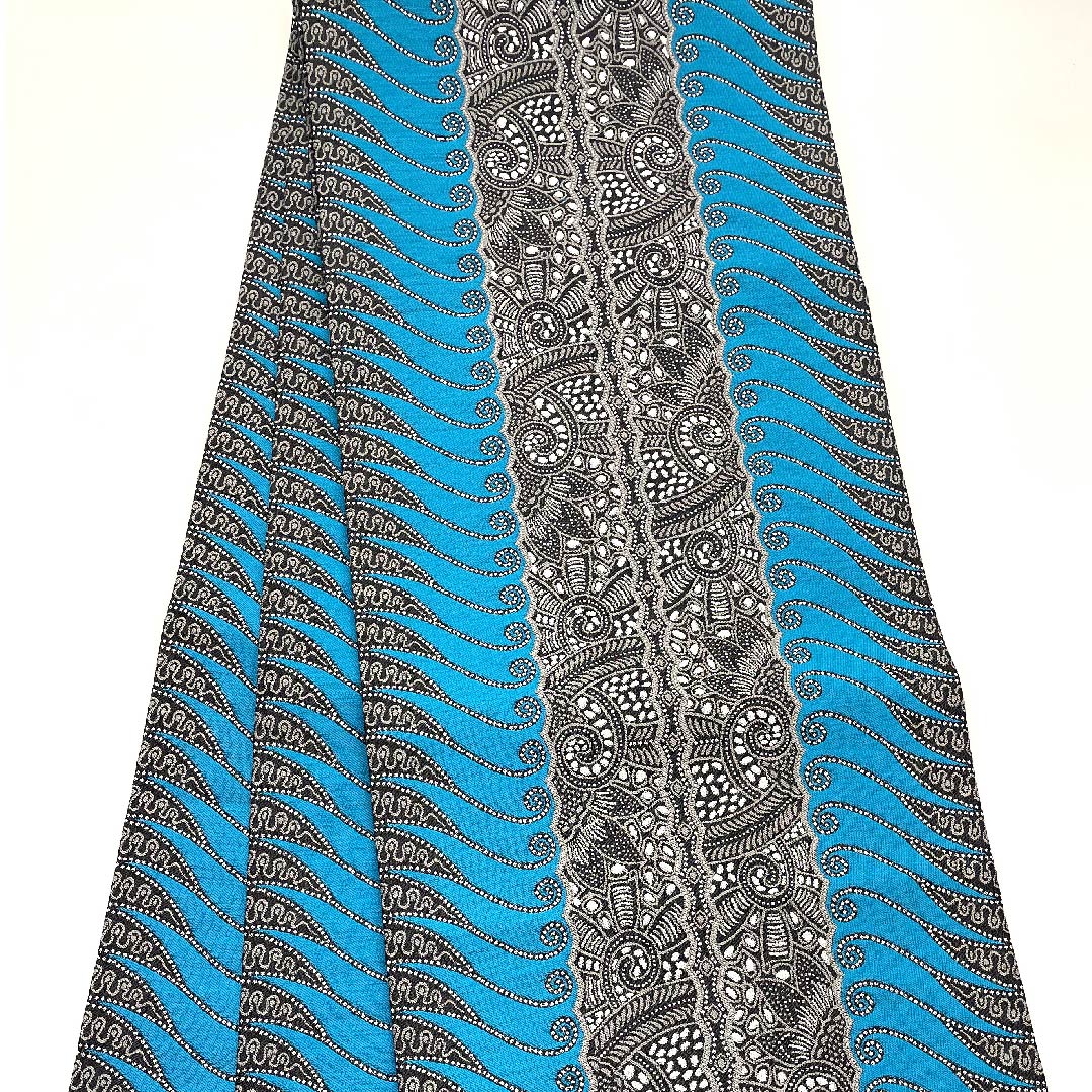 Nagoya obi, vibrant colors, geometric pattern, paisley pattern, obi length 375.5cm, pure silk, S rank, full length, casual, blue, 1124005152317, open style