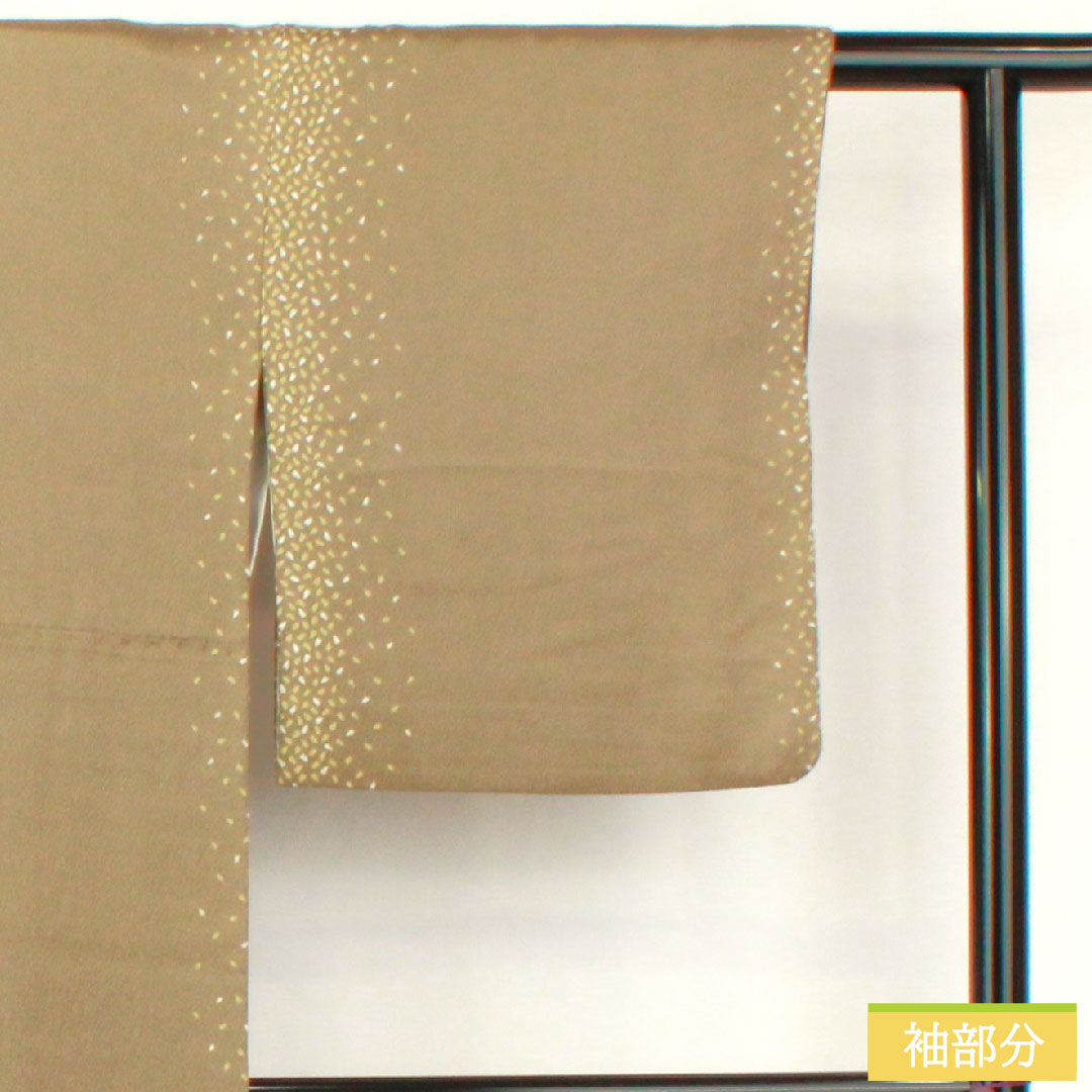 Komon, pure silk, length 170.5cm, sleeve length 66.5cm, lined, sand color, scattered petals, A rank, gray, 1115004703622