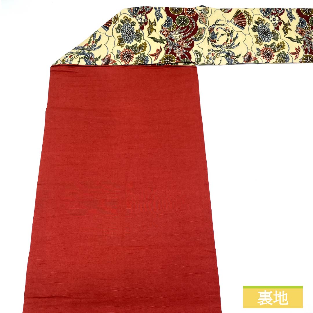 Nagoya obi, Geo-iro, Kyoto Bingata, Cloud pattern, Flower pattern, Length 348cm, Pure silk, S rank, Six-pass, Casual, Cream color, 1124007642315, Nagoya style